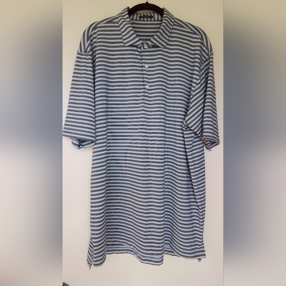 Turtleson Light Blue Striped Short Sleeve Golf Polo Size XXL